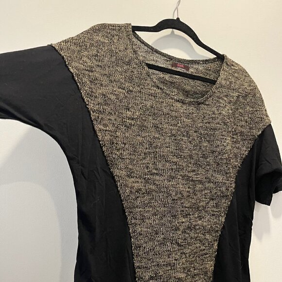 Vintage Mark Gold Black Rib Knit Dolman Sleeve Sparkly Jersey Knit Crew Neck Top - Picture 4 of 6